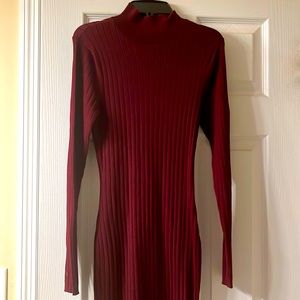 Ribbed Burgundy Dress